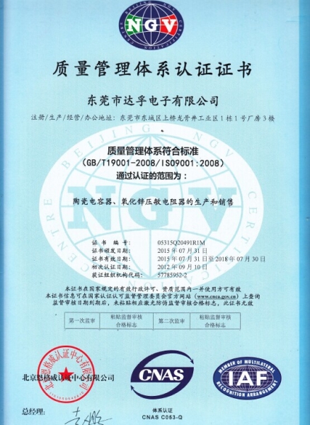 ISO9001:2008 质量管理体系